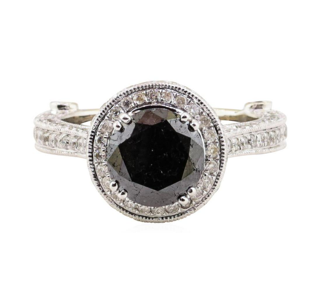 2.40 ctw Black Diamond and Diamond Ring - 14KT White: One 2.40ct Black Diamond and Diamond Ring - 14KT White Gold. IAS certified. See Appraisal for more details.