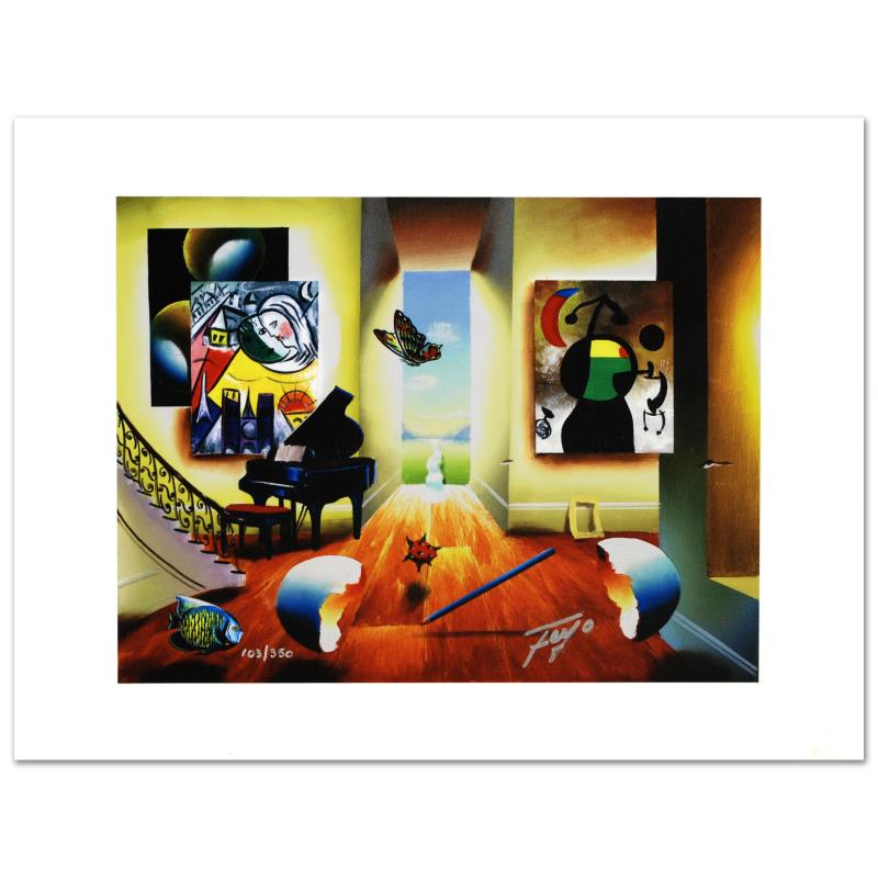 Chagall's Recital by Ferjo: "Chagall's Recital" is a limited edition giclee on canvas, numbered and hand signed by Ferjo. Includes Certificate of Authenticity! Measures approx. 12" x 9" (image).