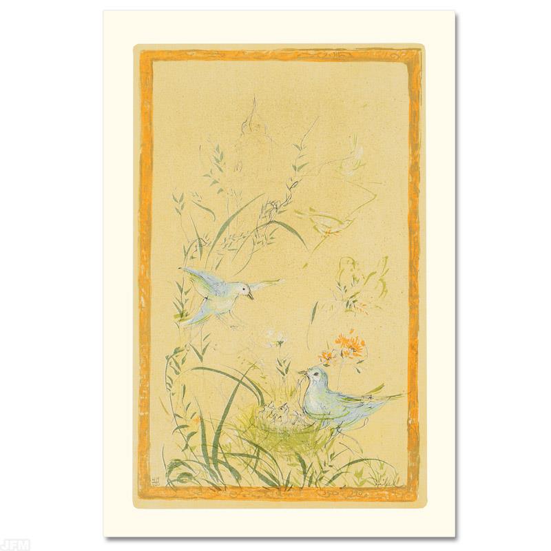 Printemps by Hibel (1917-2014): Wild lines and muted colors make Edna Hibel's art stand out in any room. "Printemps" is a limited edition lithograph on paper, numbered and hand signed by Hibel. Includes Certificate of Authenticity! 