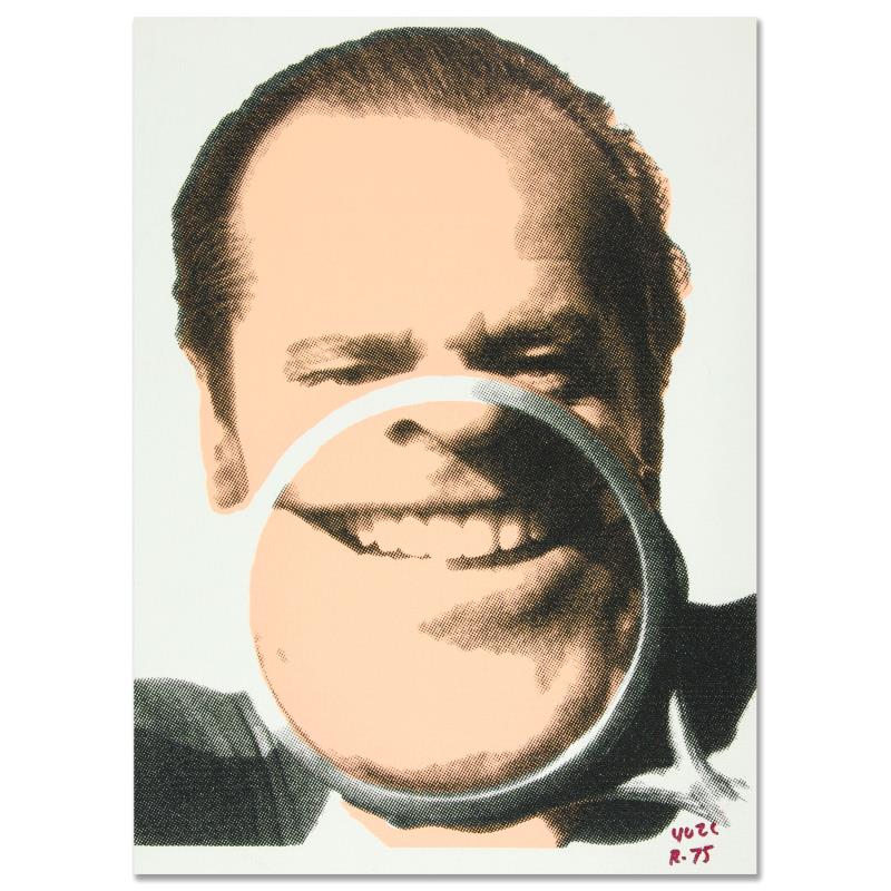 Jack by "Ringo" Daniel Funes: "Jack" is a one-of-a-kind hand-pulled silkscreen on canvas by Ringo - protege of Andy Warhol's apprentice, Steve Kaufman. This piece is hand signed by the artist and Includes Certificate of Authentici