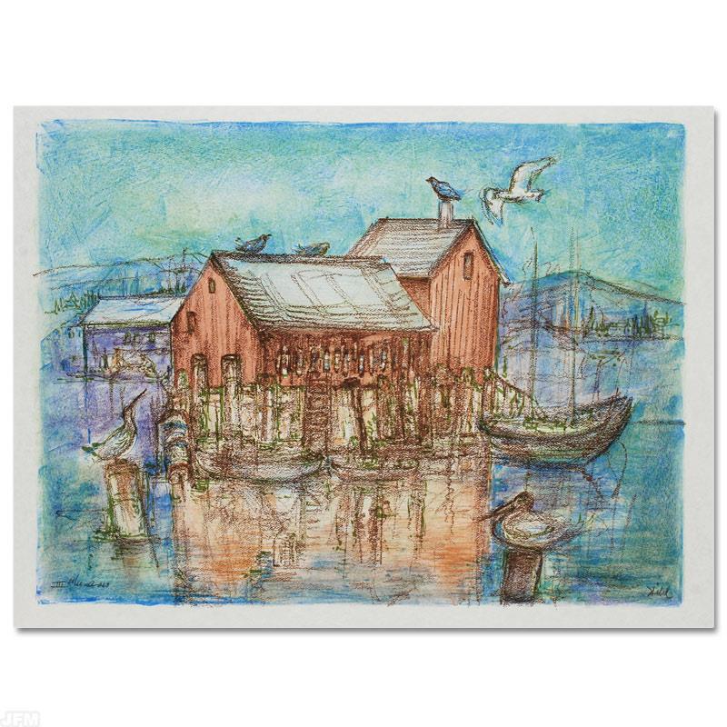 Motiff I by Hibel (1917-2014): "Motiff I" is a limited edition lithograph on paper, numbered and hand signed by Edna Hibel (1917-2014). Includes Certificate of Authenticity! Measures approx. 30" x 22" (with border), 27" x 20" (imag
