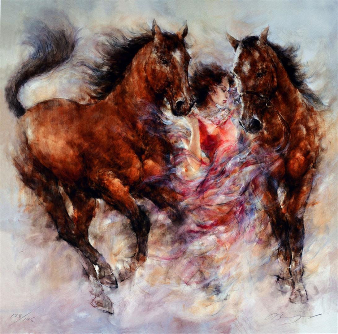 Beautiful Gary Benfield Spirit III: Artist: Gary Benfield - Title: Spirit III - Medium: Fine Art Giclee on Paper - Signature: Hand-signed by the Artist - Limited Edition: 195 - Image Size: Approximately 20 inches x 20 inches - Framed: U