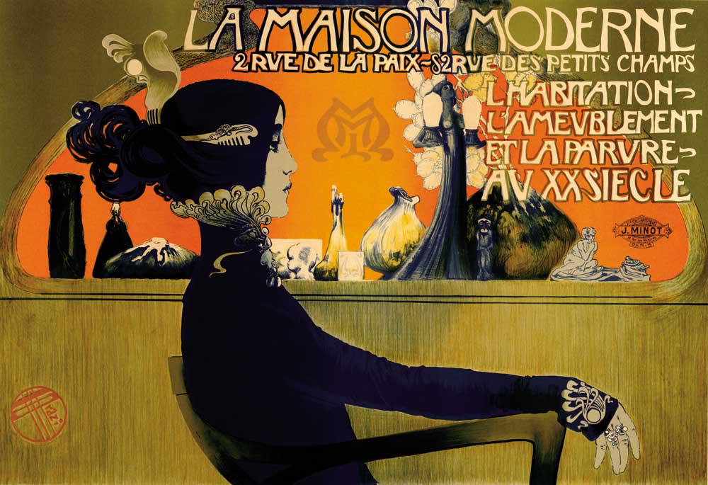 Unknown - La Maison Moderne: Artist: Unknown Title: La Maison Moderne Medium: Fine Art Reproduction Giclee on Canvas Image Size: Approximately 13.75 inches x 20 inches Framed: Unframed on Unstretched Canvas