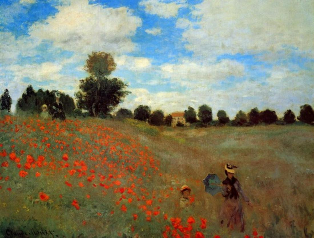 Claude Monet - Les Coqueliquots: Artist: Claude Monet - Title: Les Coqueliquots - Medium: Fine Art Reproduction Giclee on Canvas - Image Size: Approximately 15.25 inches x 20 inches - Unframed on Unstretched Canvas - Biography: Claud