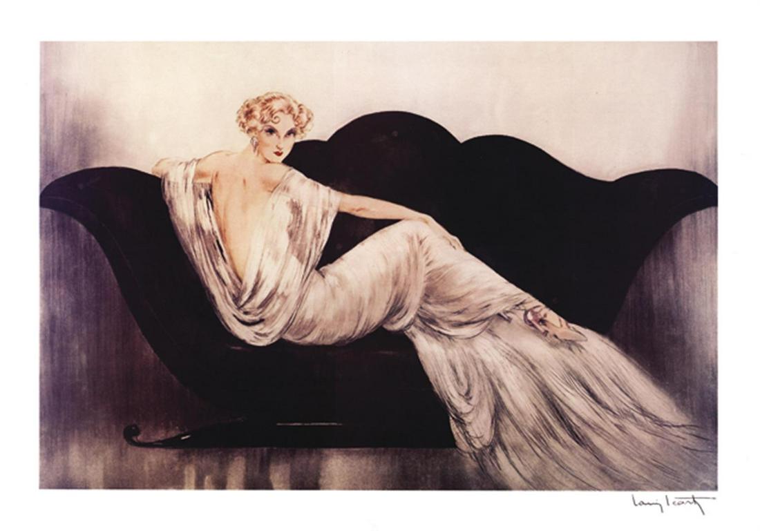 Louis Icart - Canape: Artist: Louis Icart Title: Canape Medium: Fine Art Reproduction Giclee on Canvas Image Size: Approximately 14 inches x 20 inches Unframed on Unstretched Canvas Biography: Louis Icart was born in Toulo