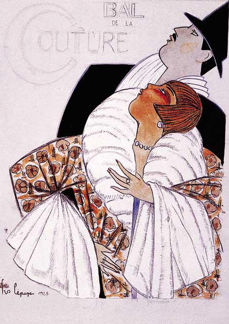Georges Lepape - Bal De La Couture: Artist: Georges Lepape - Title: Bal De La Couture - Medium: Fine Art Reproduction Giclee on Canvas - Image Size: Approximately 20 inches x 14 inches - Unframed on Unstretched Canvas - Georges Lepape, 