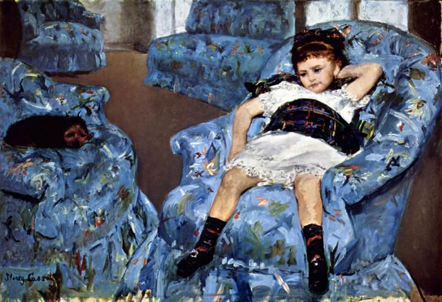 Mary Cassatt - Small Girl In The Blue Armchair: Artist: Mary Stevenson Cassatt (b. 1844 - 1926) Title: Small Girl In The Blue Armchair Medium: Fine Art Reproduction Giclee on Canvas Image Size: Approximately 21.75 inches x 32 inches Unframed on Uns