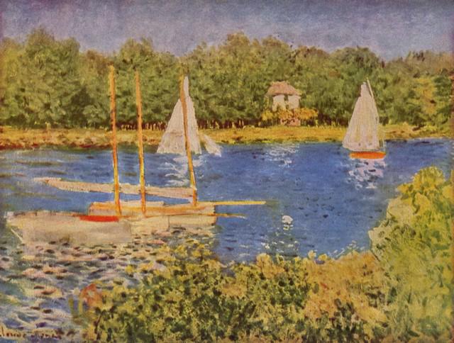 Claude Monet - The Seine at Argenteuil Basin: Artist: Claude Monet - Title: The Seine at Argenteuil Basin - Medium: Fine Art Reproduction Giclee on Canvas - Image Size: Approximately 15 inches x 20 inches - Unframed on Unstretched Canvas - Biogra