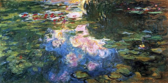 Claude Monet - Water Lillies # 4: Artist: Claude Monet - Title: Water Lillies # 4 - Medium: Fine Art Reproduction Giclee on Canvas - Image Size: Approximately 16 inches x 32 inches - Unframed on Unstretched Canvas - Biography: Claude