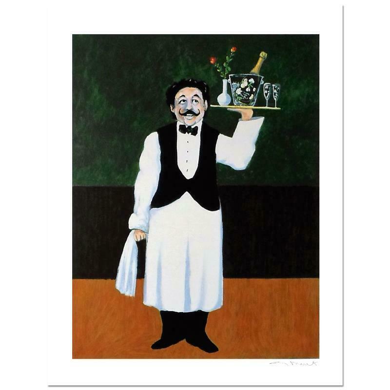 Room Service by Buffet, Guy: "Room Service" is a limited edition serigraph on paper by Guy Buffet. It is numbered, hand-signed by the artist, and comes with a Certificate of Authenticity. Measures approx. 19" x 25" (image).