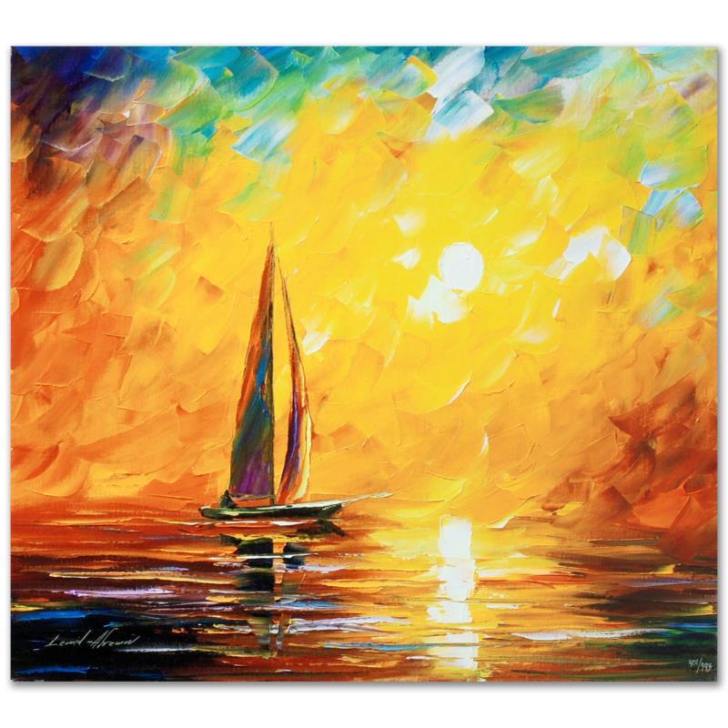 Tuscan Sun by Afremov (1955-2019): Leonid Afremov's (1955-2019) masterful use of color and texture make his paintings unique collectibles that are sure to brighten any wall. "Tuscan Sun" is a limited edition giclee on canvas. The piece