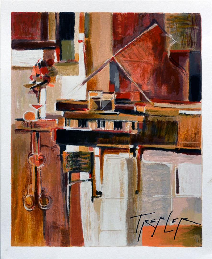 Yuri Tremler Piano: Artist: Yuri Tremler - Title: Piano - Medium: Serigraph on Fine Art Paper - Signature: Hand-signed by the Artist - Limited Edition: 490 - Image Size: Approximately 15 inches x 12 inches - Paper Size: 