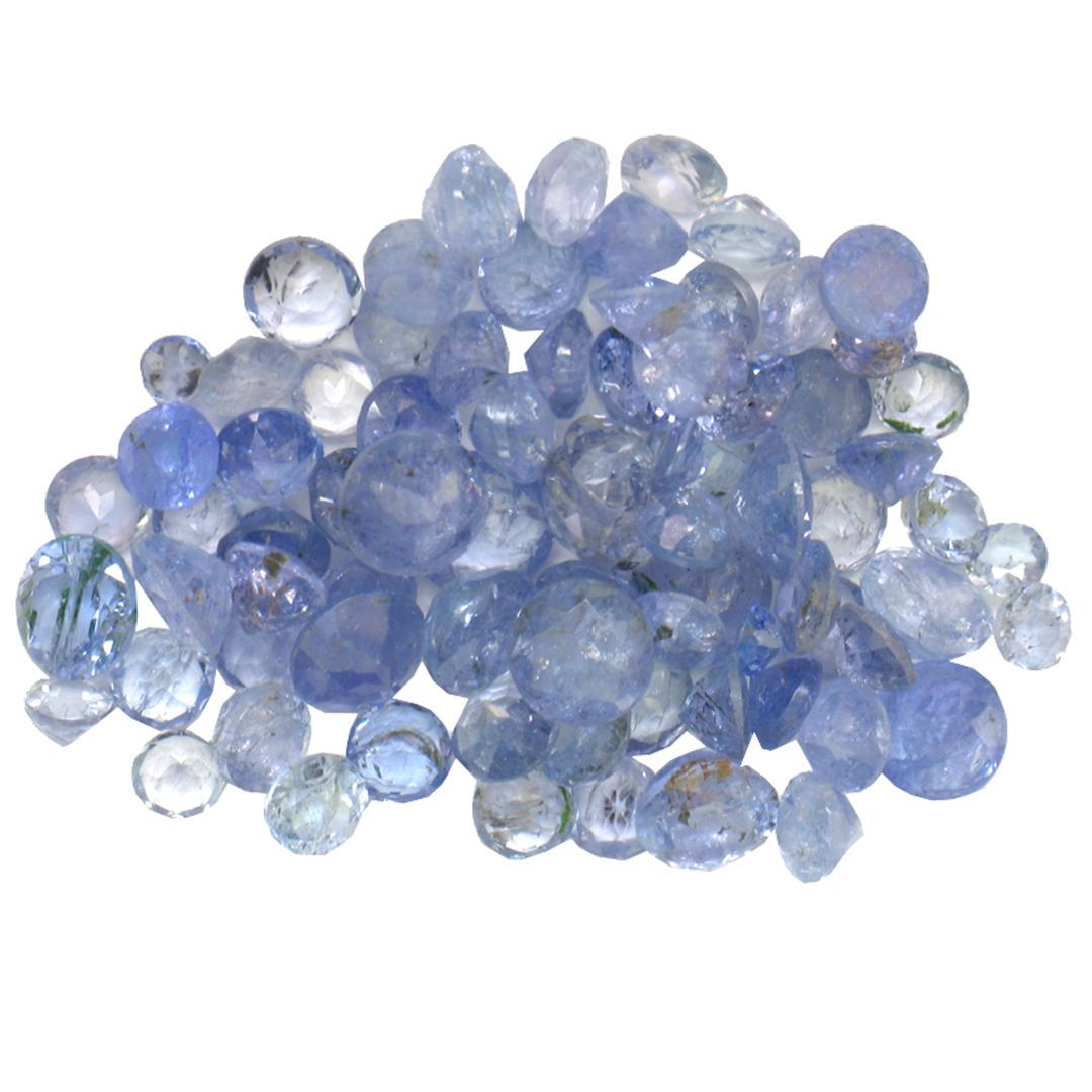11.28 ctw Round Mixed Tanzanite Parcel: Forty round mixed cut natural tanzanites exact total weight 11.28ct., clarity is slightly included, type I, medium dark, very slightly grayish, violetish blue color, (GIA vB 6/3), cut is good. Measure