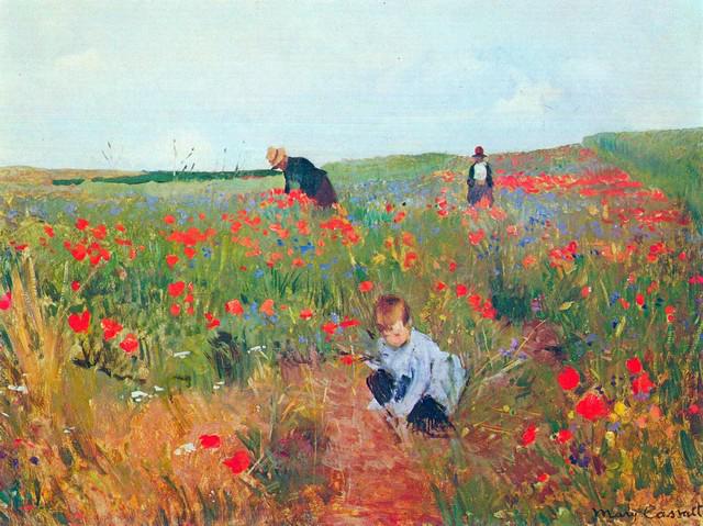 Mary Cassatt - Poppy In The Field: Artist: Mary Stevenson Cassatt (b. 1844 - 1926) Title: Poppy In The Field Medium: Fine Art Reproduction Giclee on Canvas Image Size: Approximately 15 inches x 20 inches Unframed on Unstretched Canvas 