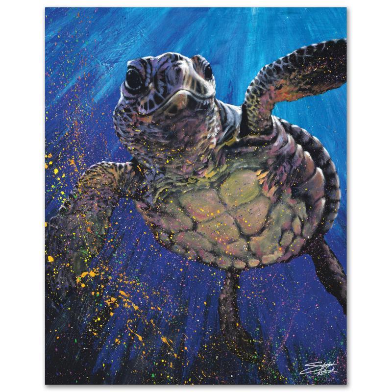 Kemp's Ridley by Fishwick, Stephen: With bright colors and expressive lines, Stephen Fishwick puts a unique spin on pop culture portraits. "Kemp's Ridley" is a limited edition giclee on stretched canvas, numbered and bears the artist's 
