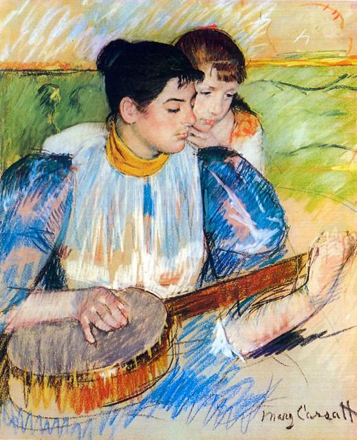 Mary Cassatt - The Banjo Lesson: Artist: Mary Stevenson Cassatt (b. 1844 - 1926) Title:The Banjo Lesson Medium: Fine Art Reproduction Giclee on Canvas Image Size: Approximately 20 inches x 16.25 inches Unframed on Unstretched Canvas 