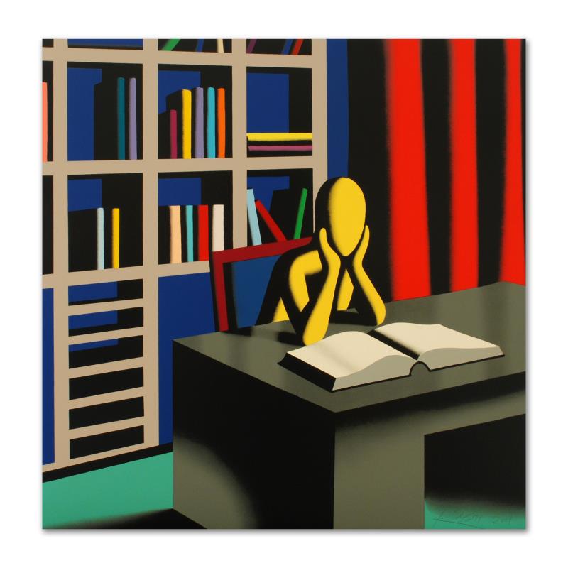 Useless Knowledge by Kostabi, Mark: "Useless Knowledge" is a limited edition serigraph on paper, numbered and hand signed by Kostabi. Includes Certificate of Authenticity! Measures approx. 30" x 30" (no border).