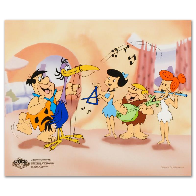 Fred Plays the Harp by Hanna-Barbera: This truly wonderful collector's item from America's animation pop culture will bring cheer to fans of both past and present! "Fred Plays the Harp" is a limited edition sericel with a full color backg