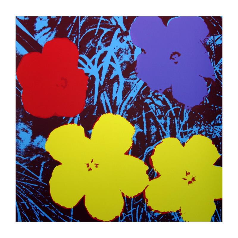 Flowers 11.71 by Warhol, Andy: "Flowers 11.71" is a silk screen print on paper (open edition) from Sunday B Morning featuring the works of Andy Warhol. The piece is stamped in blue on the back with "Published by Sunday B. Morning" 