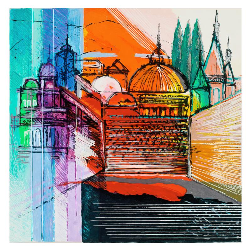 Jerusalem Spirit by Shemi, Calman: "Jerusalem Spirit" is a limited edition serigraph on paper by Calman Shemi, numbered and hand signed by the artist. Includes Letter of Authenticity. Measures approx. 17.5" x 17.5" (image).