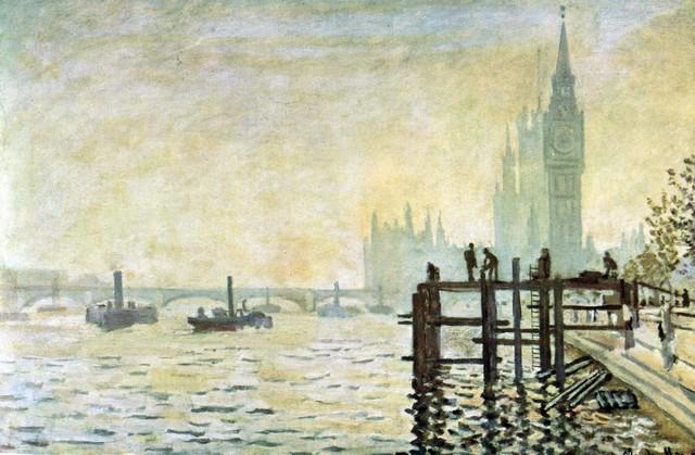 Claude Monet - Westminster Bridge in London: Artist: Claude Monet - Title: Westminster Bridge in London - Medium: Fine Art Reproduction Giclee on Canvas - Image Size: Approximately 13 inches x 20 inches - Unframed on Unstretched Canvas - Biograp