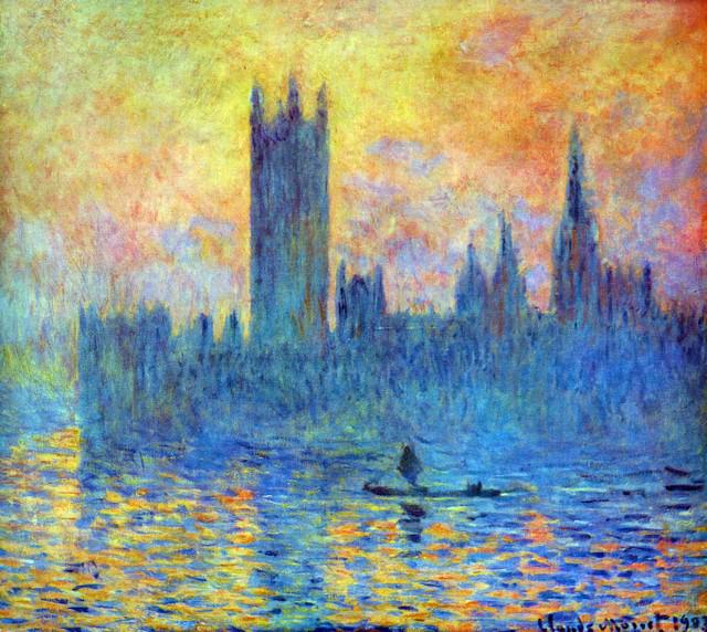 Claude Monet - London Parliament in Winter: Artist: Claude Monet - Title: London Parliament in Winter - Medium: Fine Art Reproduction Giclee on Canvas - Image Size: Approximately 28.5 inches x 32 inches - Unframed on Unstretched Canvas - Biogra