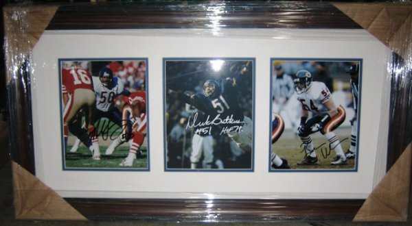 "Monsters of Midway" Framed Signed Collage: You are bidding on a MONSTERS OF THE MIDWAY SIGNED FRAMED 8x10 PHOTO COLLAGE You are bidding on a nice framed autographed 8x10 photo collage of three generations of Chicago Bears Linebacker Legends. A