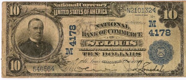 314: 1902 National Currency McKinley $10.00 Bill