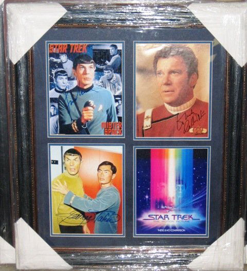"Star Trek" Framed Signed Movie Cast (3) Collage: You are bidding on a "STAR TREK" CAST SIGNED FRAMED PHOTO COLLAGE This remarkable item has the signatures of the cast of one of television's greatest sci-fi sagas. Signatures include William Shatner (