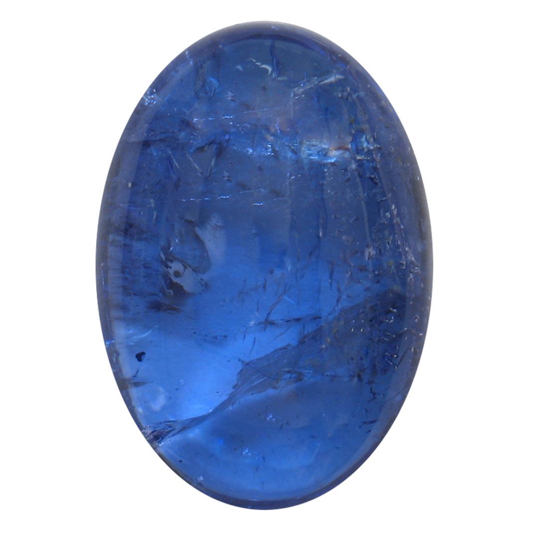 7.96 ctw Cabochon Tanzanite Parcel: One oval cabochon cut natural tanzanite, measuring 15.00 x 10.00 x 6.00mm, exact weight 7.96ct., clarity is heavily included, type I, dark, moderately strong, blue color, (GIA B 7/4), cut is good. Tra