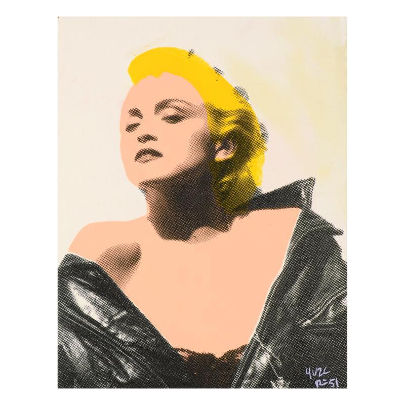Ringo Daniel Funes, (Protege of Andy Warhol's: "Madonna in Leather" is a one-of-a-kind hand-pulled silkscreen and mixed media painting on canvas by Ringo (Daniel Funes) - protege of Andy Warhol's apprentice, Steve Kaufman! This piece is hand signe