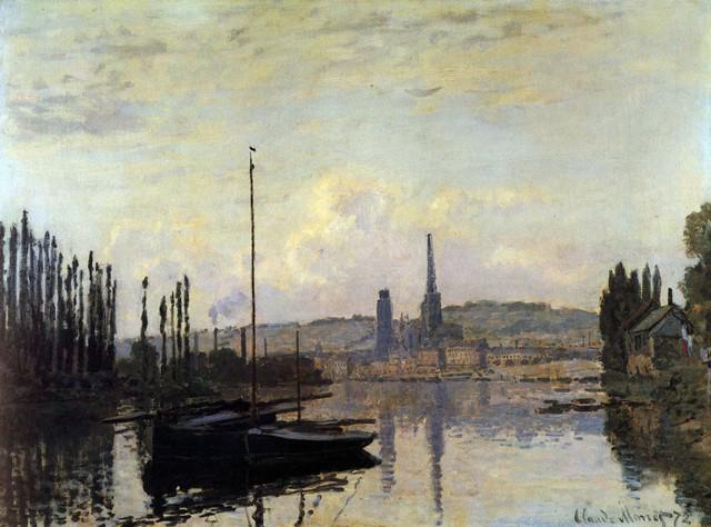 Claude Monet - View of Rouen: Artist: Claude Monet - Title: View of Rouen - Medium: Fine Art Reproduction Giclee on Canvas - Image Size: Approximately 23.75 inches x 32 inches - Unframed on Unstretched Canvas - Biography: Claude M