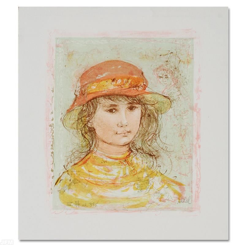 Pamela by Hibel (1917-2014): Wild lines and muted colors make Edna Hibel's art stand out in any room. "Pamela" is a limited edition lithograph on paper, numbered and hand signed by Hibel (1917-2014). Includes Certificate of Authe