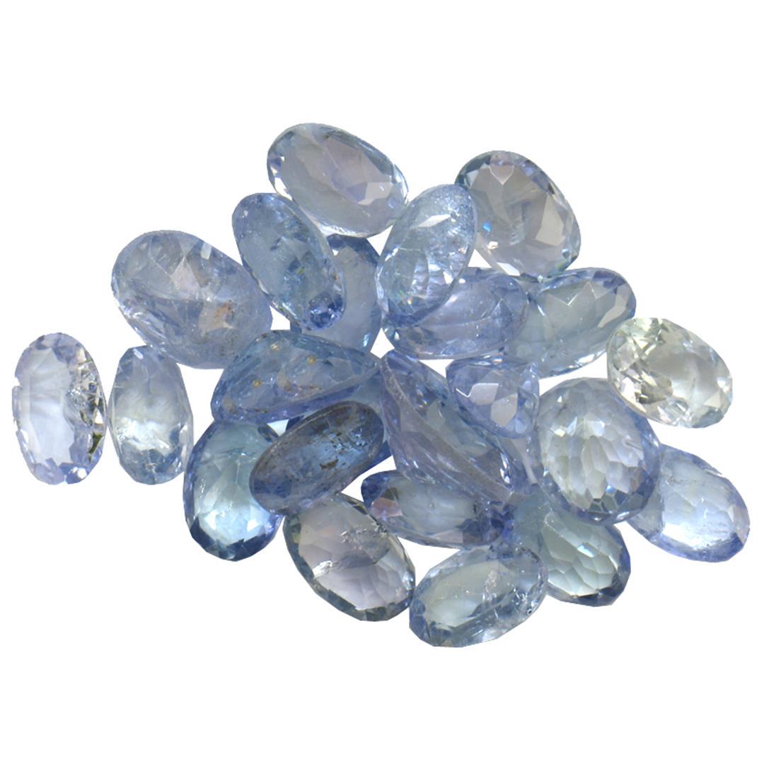 12.47 ctw Oval Mixed Tanzanite Parcel: Twenty-three oval mixed cut natural tanzanites exact total weight 12.47ct., clarity is slightly included, type I, medium dark, very slightly grayish, bluish violet color, (GIA bV 6/3), cut is good. Tr
