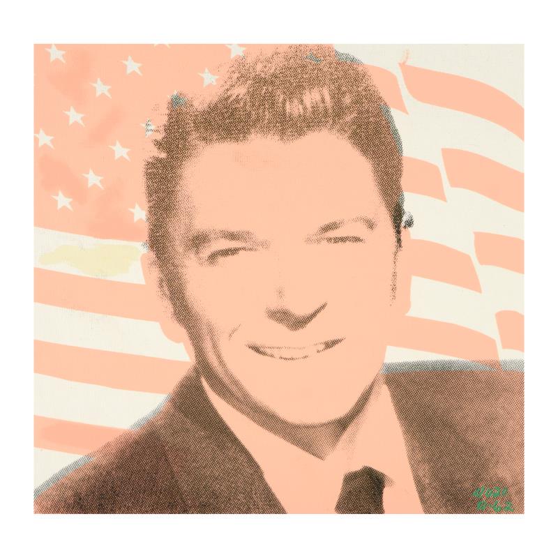 Ringo Daniel Funes (Protege of Andy Warhol's: "Ronald Reagan and Flag" is a one-of-a-kind hand-pulled silkscreen on canvas by Ringo (Daniel Funes) - protege of Andy Warhol's apprentice, Steve Kaufman. This piece is hand signed by the artist and I