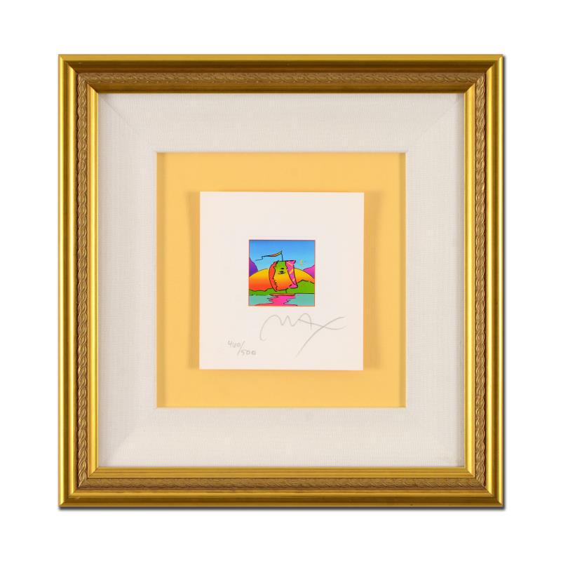 Peter Max, "Sail Profile" Framed Limited Edition: "Sail Profile" is a limited edition lithograph on paper by Peter Max, numbered 460/500 and hand signed by the artist. This piece comes framed and includes Certificate of Authenticity. Measures approxi