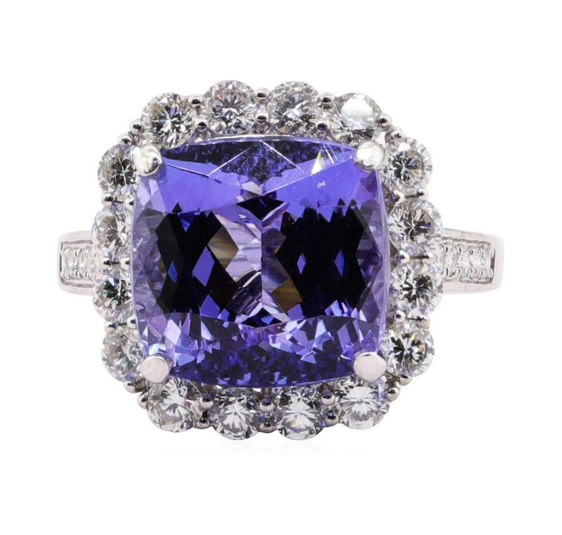 9.18 ctw Tanzanite and Diamond Ring - Platinum: One 9.18ct Tanzanite and Diamond Ring - Platinum. AIG certified. See Appraisal for more details. AIG Appraised.