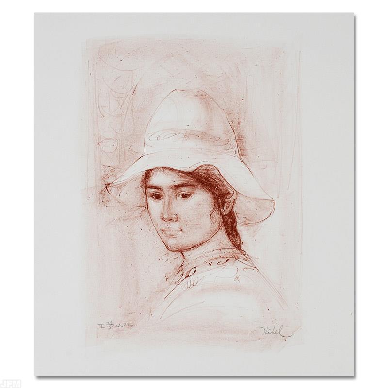 Magda by Hibel (1917-2014): "Magda" is a limited edition lithograph on paper, numbered and hand signed by Edna Hibel (1917-2014). Includes Certificate of Authenticity! Measures approx. 18" x 22" (with border), 12" x 16.5" (image