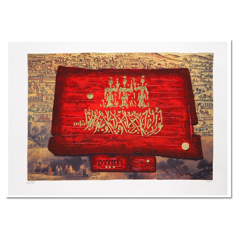 Glory to Jerusalem by Castel, Moshe: "Glory to Jerusalem", is a limited edition Serigraph on Paper by Moshe Castel. Numbered and hand signed, this piece is accompanied by a letter of authenticity. Measures approximately 15" x 22.5" (imag