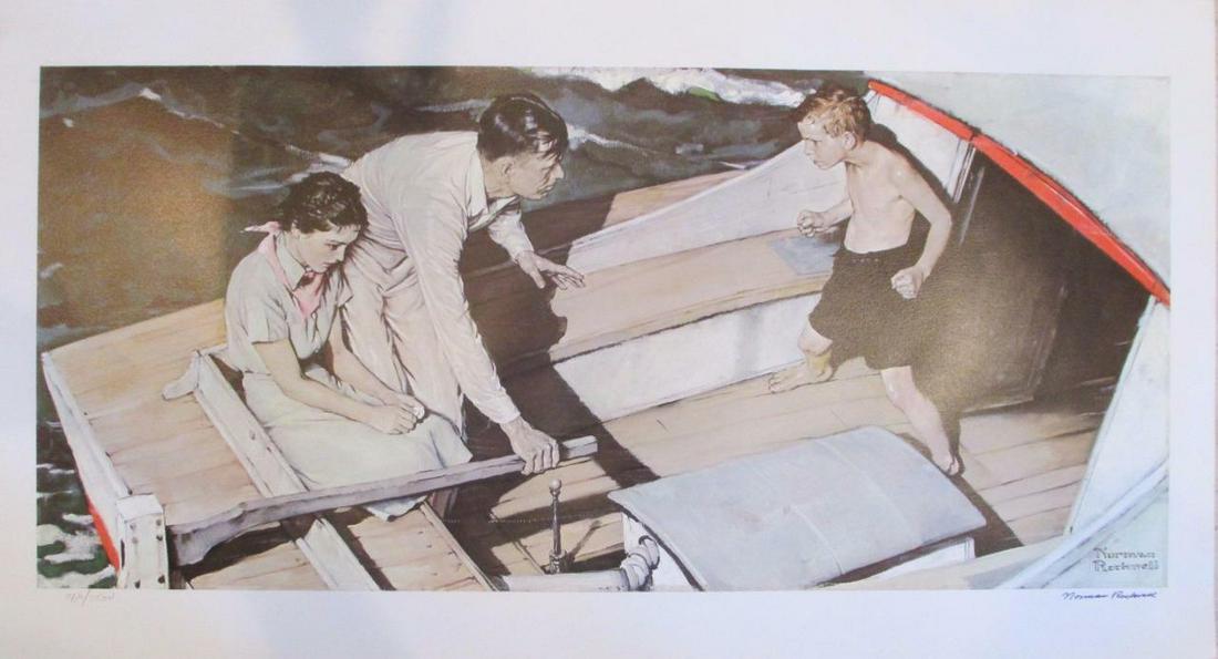 Norman Rockwell "Men Shake Hands": Norman Rockwell "Men Shake Hands" Facsimile Signed Limited Edition, Numbered Lithograph Dimensions: 21.5 x 38 inches (Note: edition number received may differ from photo)