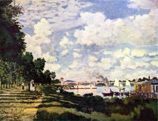 Claude Monet - Seine Basin Near Argenteuil: Artist: Claude Monet - Title: Seine Basin Near Argenteuil - Medium: Fine Art Reproduction Giclee on Canvas - Image Size: Approximately 15.5 inches x 20 inches - Unframed on Unstretched Canvas - Biogra