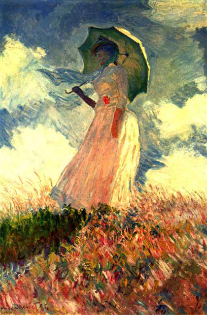 Claude Monet - Woman with Sunshade: Artist: Claude Monet - Title: Woman with Sunshade - Medium: Fine Art Reproduction Giclee on Canvas - Image Size: Approximately 20 inches x 13 inches - Unframed on Unstretched Canvas - Biography: Claud