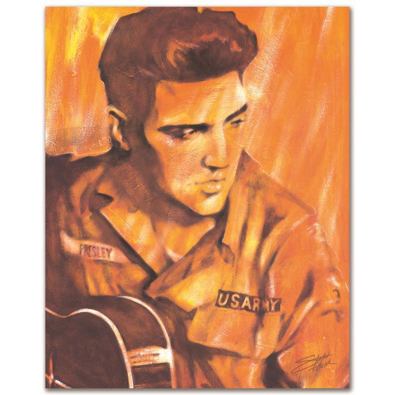 US ARMY by Fishwick, Stephen: With bright colors and expressive lines, Stephen Fishwick puts a unique spin on pop culture portraits. "US ARMY" is a limited edition giclee on stretched canvas, numbered and bears the artist's author