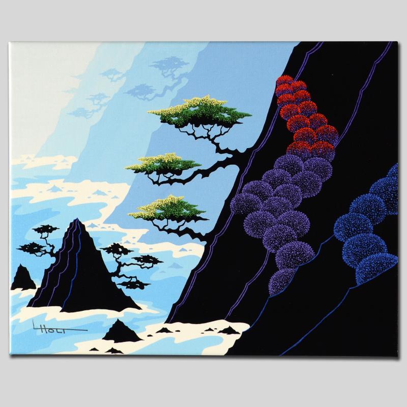 Haystack Isle by Holt, Larissa: Larissa Holt, a student of distinguished artist Eyvind Earle (1916-2000), uses bold colors and breathtaking scenery to create images of Nature in her own unique style. "Haystack Isle" is a limited edi