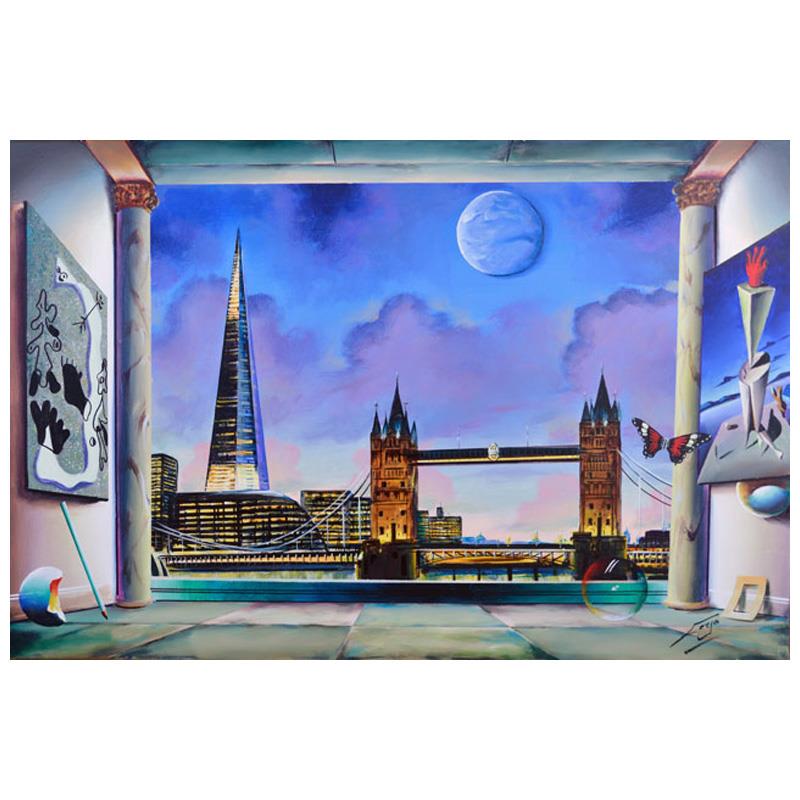 Ferjo, "London Bridge" Original Painting on Canvas,: "London Bridge" is an original painting, oil on stretched canvas, by Ferjo. Hand signed by the artist, this piece comes with a letter of authenticity. Measures approx. 24" x 36" (image).