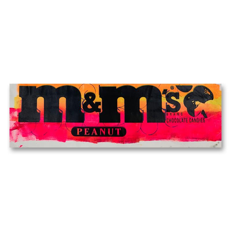 Steve Kaufman (1960-2010), "M&Ms" Hand Signed and: "M&Ms" is a limited edition hand pulled silkscreen mixed media on canvas by Andy Warhol protege Steve Kaufman (1960-2010). This piece is numbered and HC/50 and hand signed inverso. Includes letter of 
