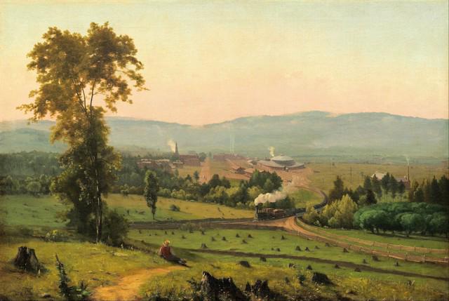 George Inness - The Lackawanna Valley: Artist: George Inness - Title: The Lackawanna Valley - Medium: Fine Art Giclee on Canvas - Image Size: Approximately 13.5 inches x 20 inches - Framed: Unframed on Unstretched Canvas - Biography: Altho