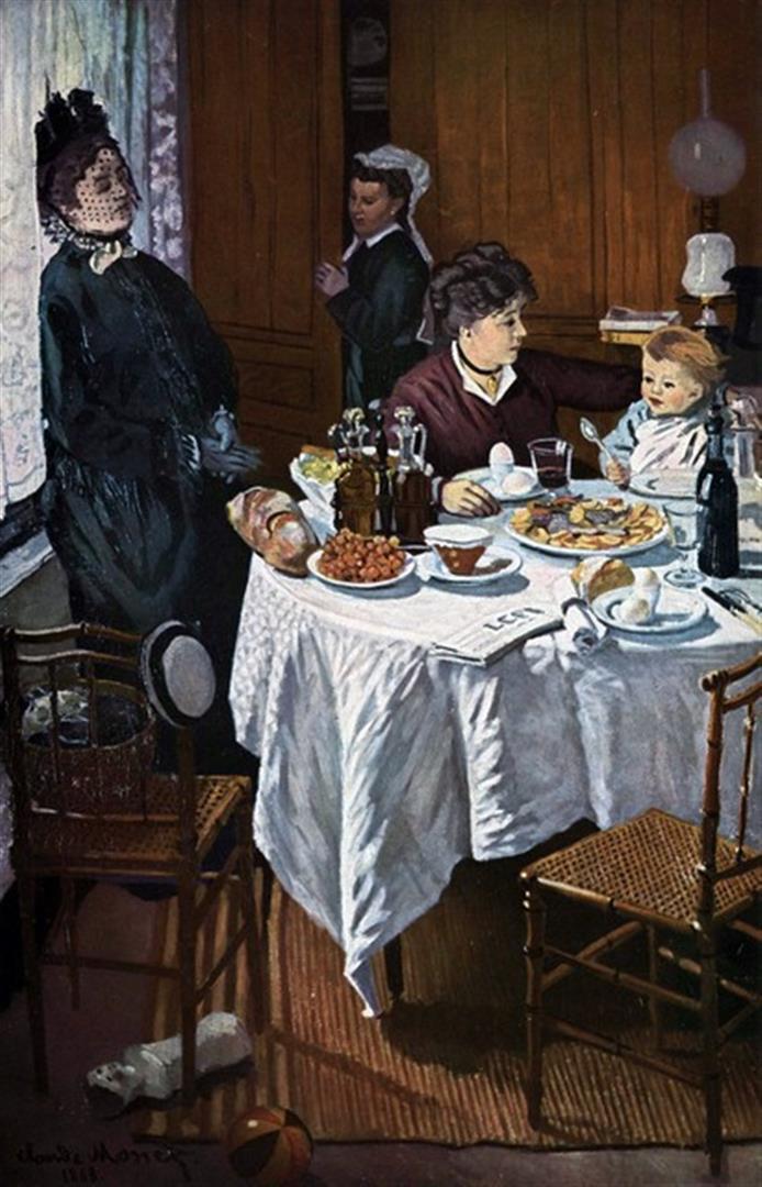 Claude Monet - The Lunch [1]: Artist: Claude Monet - Title: The Lunch 1 - Medium: Fine Art Reproduction Giclee on Canvas - Image Size: Approximately 32 inches x 20.5 inches - Unframed on Unstretched Canvas - Biography: Claude Mone