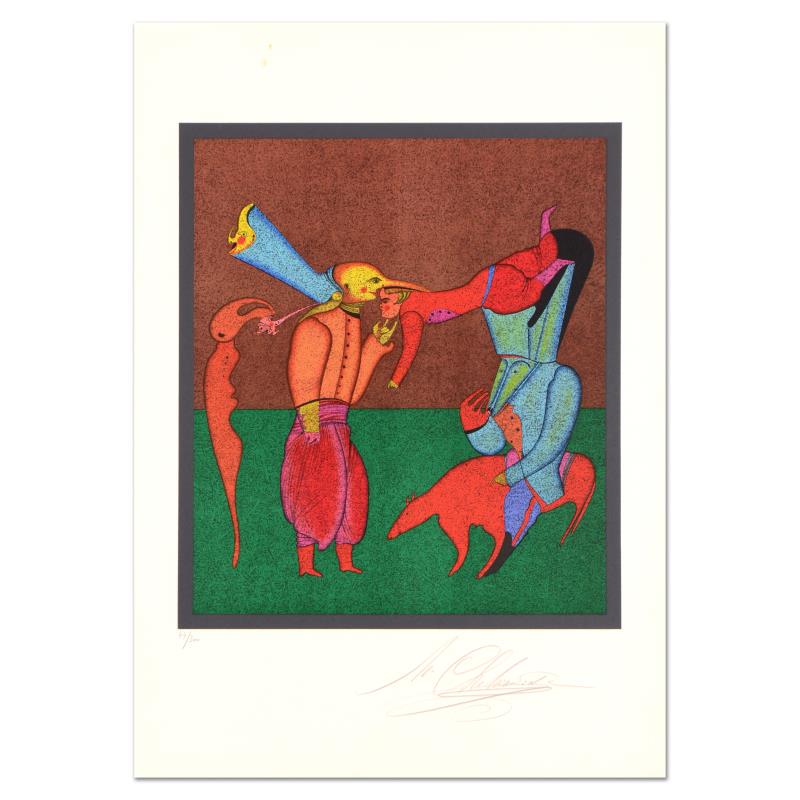 Mihail Chemiakin, Carnival Series: "Untitled 2" Limited: "Untitled 2" is a limited edition lithograph on paper from Mihail Chemiakin's Carnival Series, numbered and hand signed by the artist. Includes Certificate of Authenticity. Measures approx. 21" x 29.5