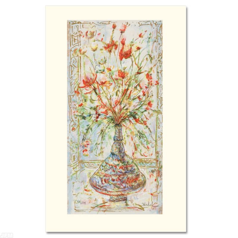 "Poinciana Blossoms" Limited Edition Serigraph by Edna: "Poinciana Blossoms" is a limited edition serigraph on paper, numbered and hand signed by Edna Hibel (1917-2014). Includes Certificate of Authenticity! Measures approx. 9" x 15" (with border), 6" x 12